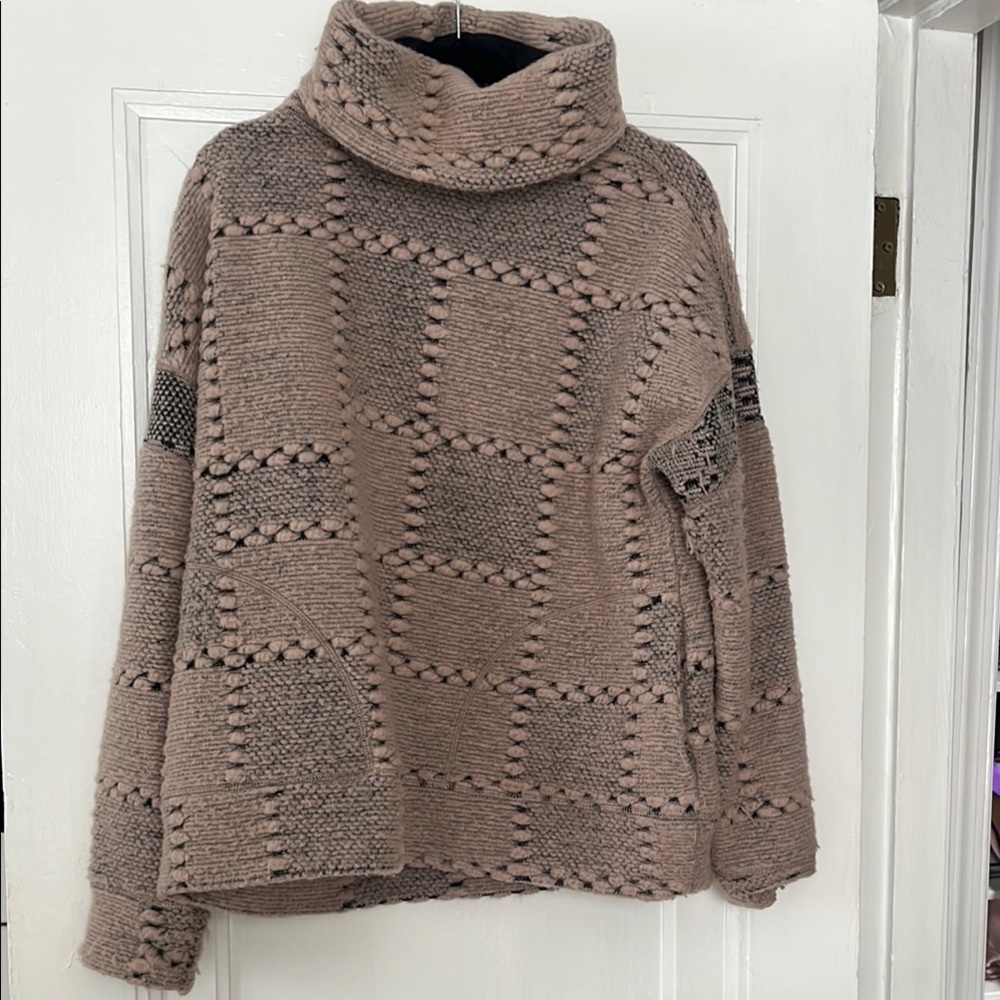 Prana Taupe Chunky Turtleneck Sweater